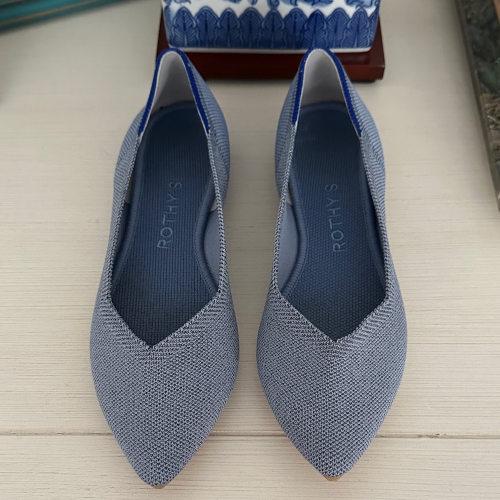 Rothy's Women's Pointed Knit Flats in Light Blue